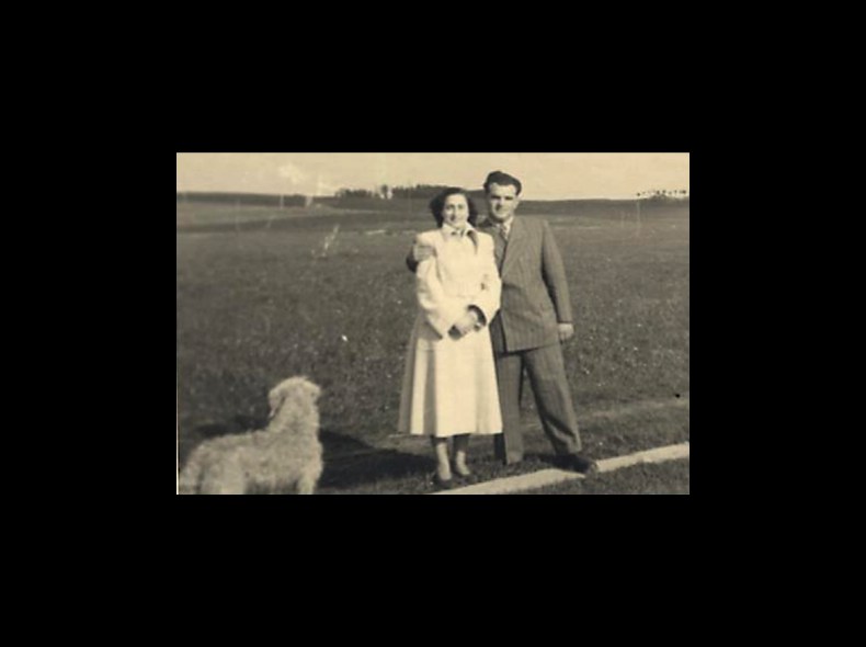 Hyman and Eva with their dog Lilly