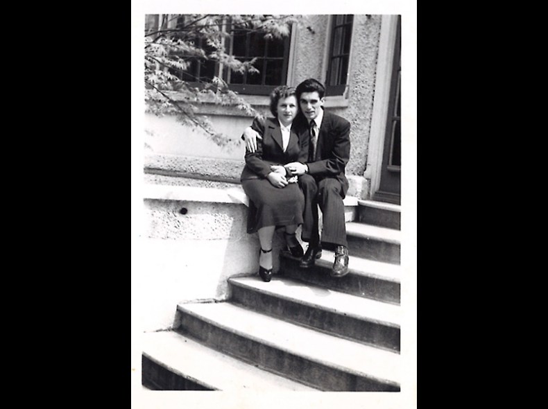 Abe and Hilda Rudnick. May 1950. day after their wedding in Bensonhurst, Brooklyn