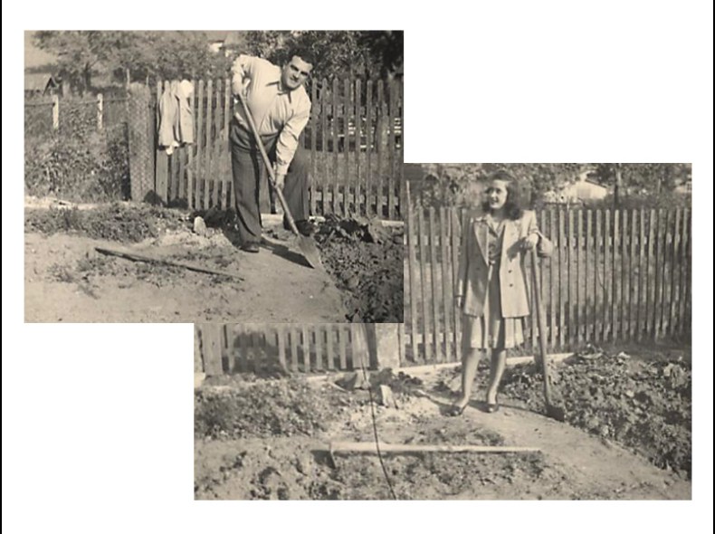 Eva and Hyman planting a garden in Bavaria after liberation