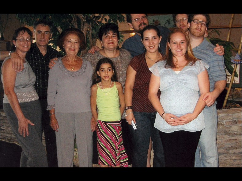 Eva with family on her 80th birthday